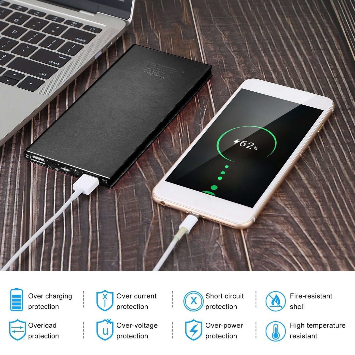 20000 Mah Ultra-Thin Dual Usb Power Bank
