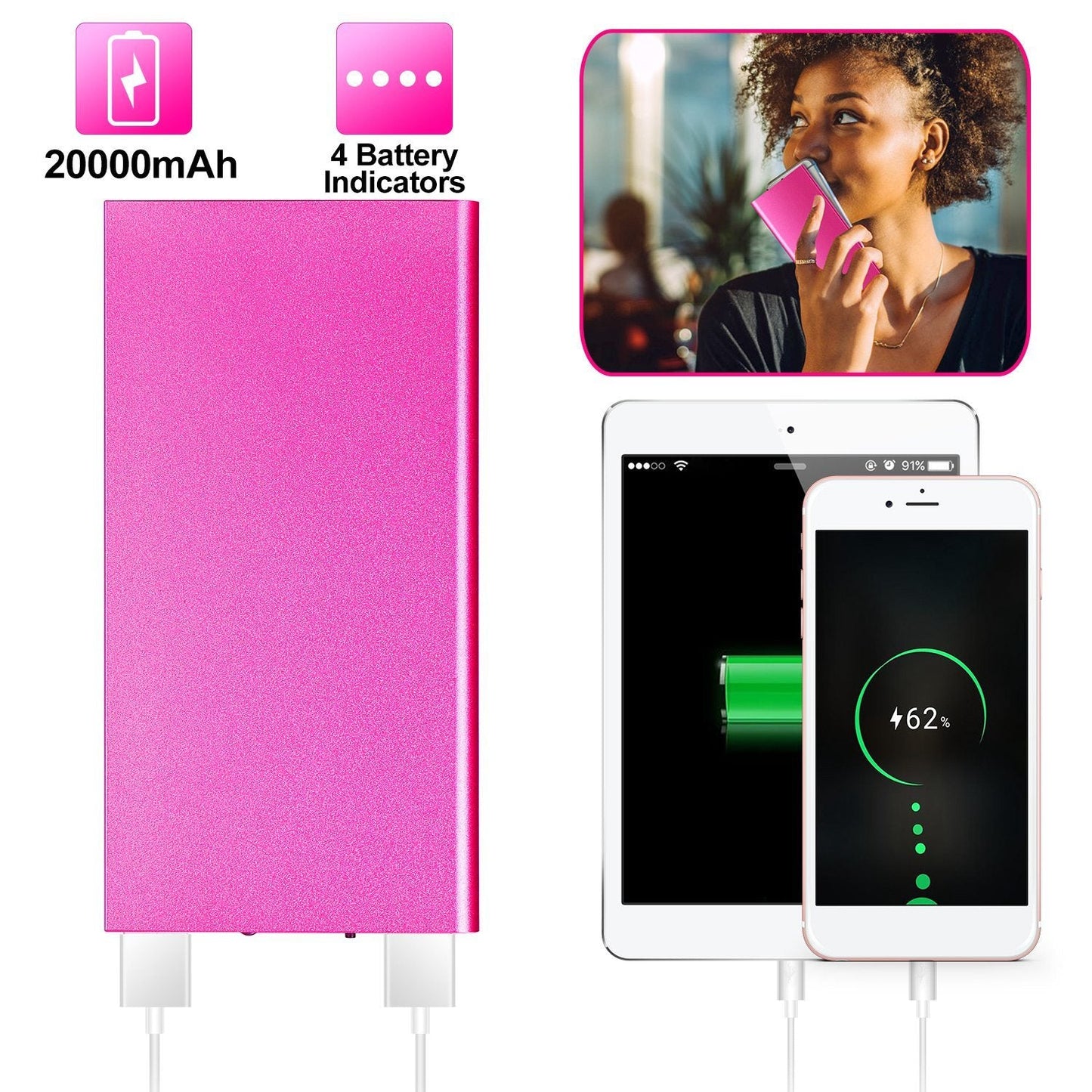 20000 Mah Ultra-Thin Dual Usb Power Bank
