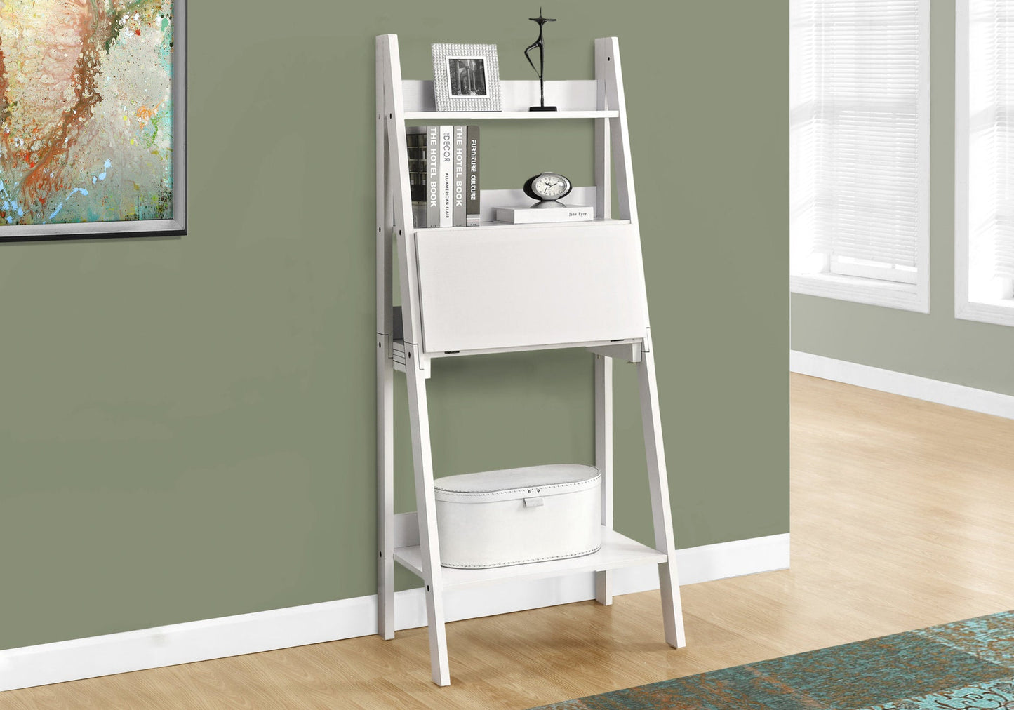 19inches x 25.5inches x 61inches White Ladder Style  Computer Desk