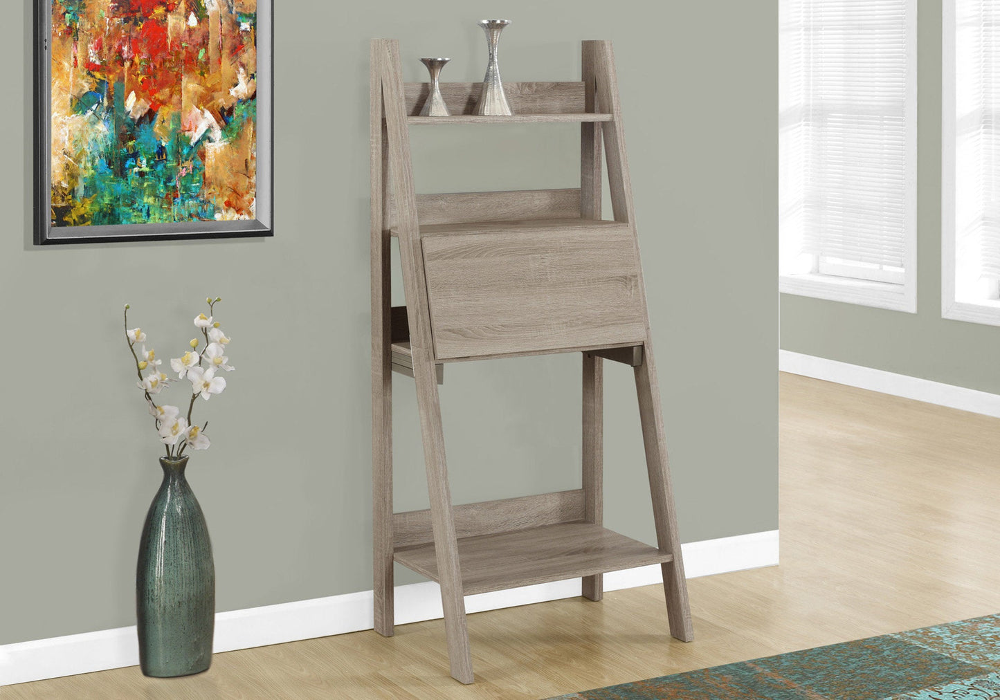 19inches x 25.5inches x 61inches White Ladder Style  Computer Desk