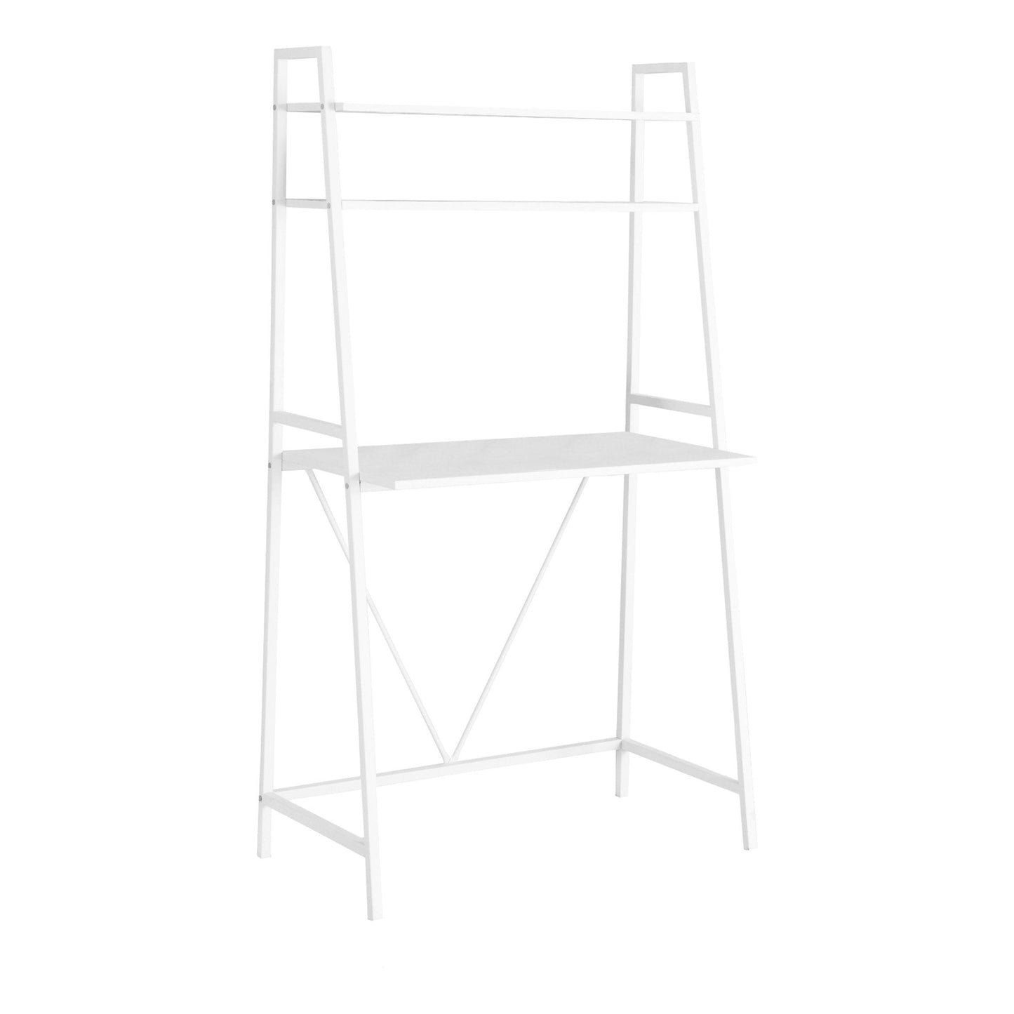 18inches x 32inches x 60inches White TopwithWhite Metal  Computer Desk